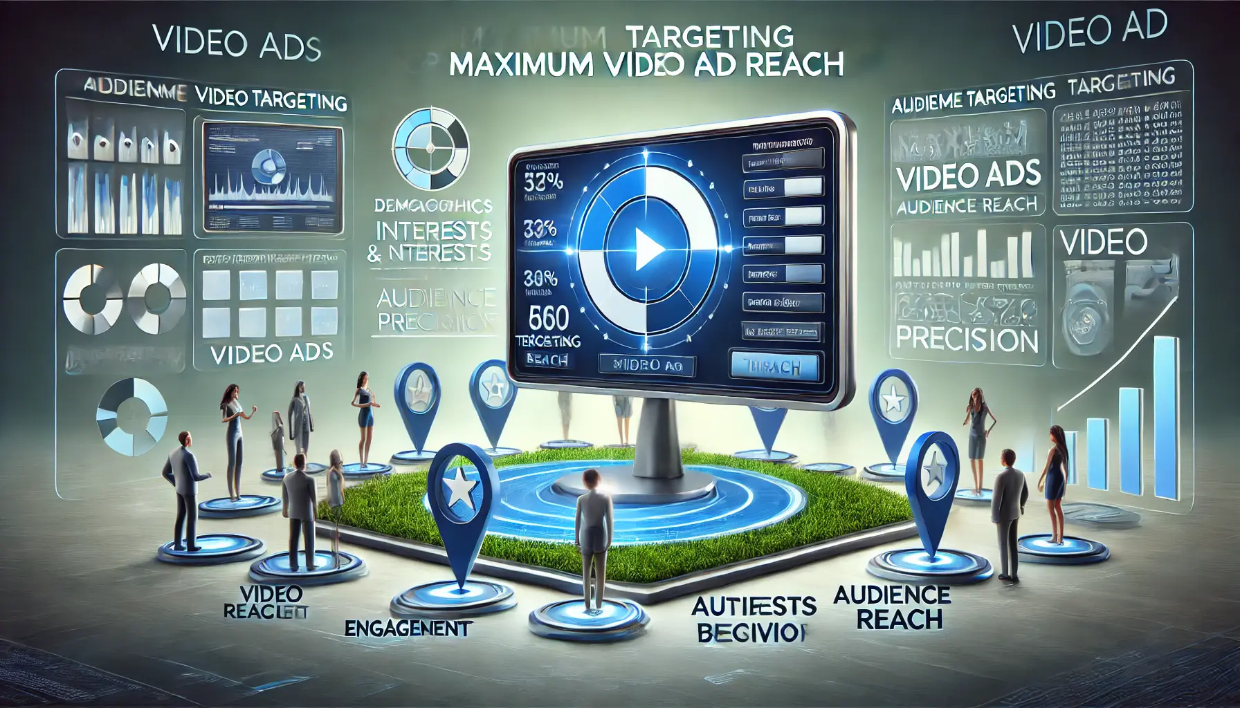 Digital marketing dashboard focused on audience targeting options for video ads, symbolizing strategic targeting for maximum reach.