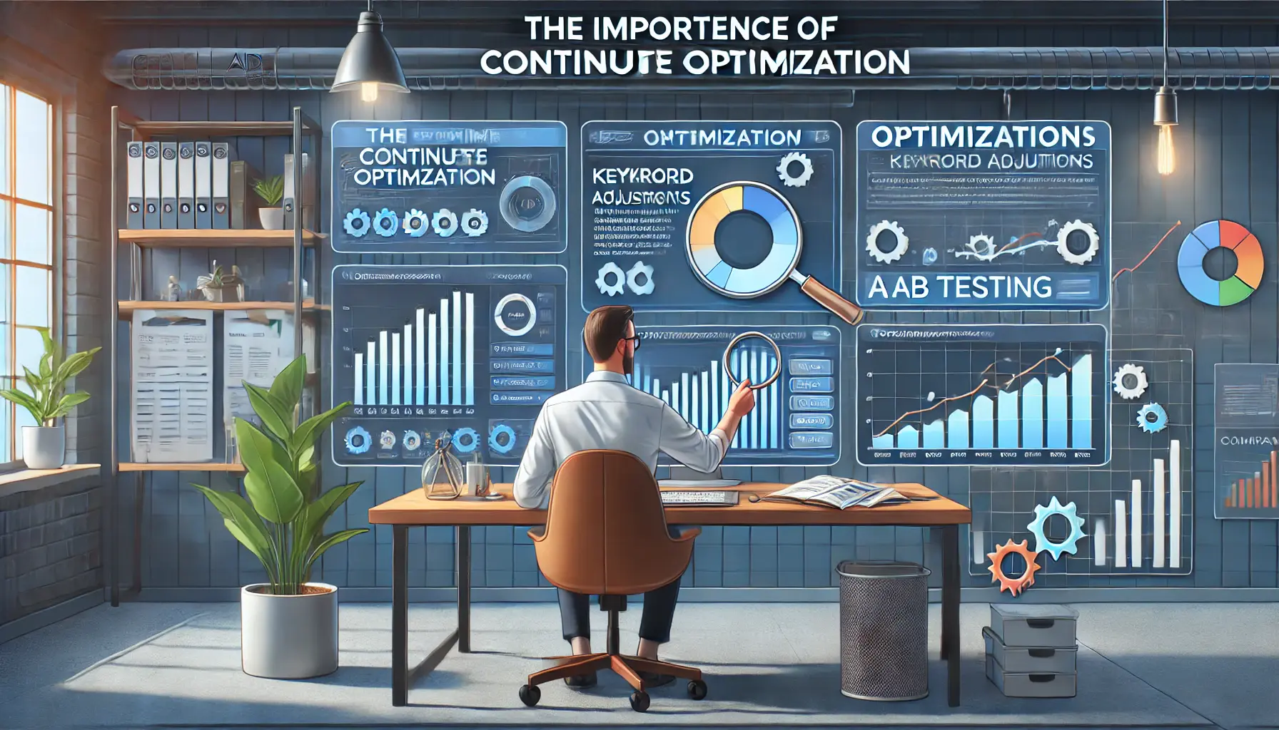 A digital marketer monitoring and optimizing campaign performance in real-time on a dashboard.