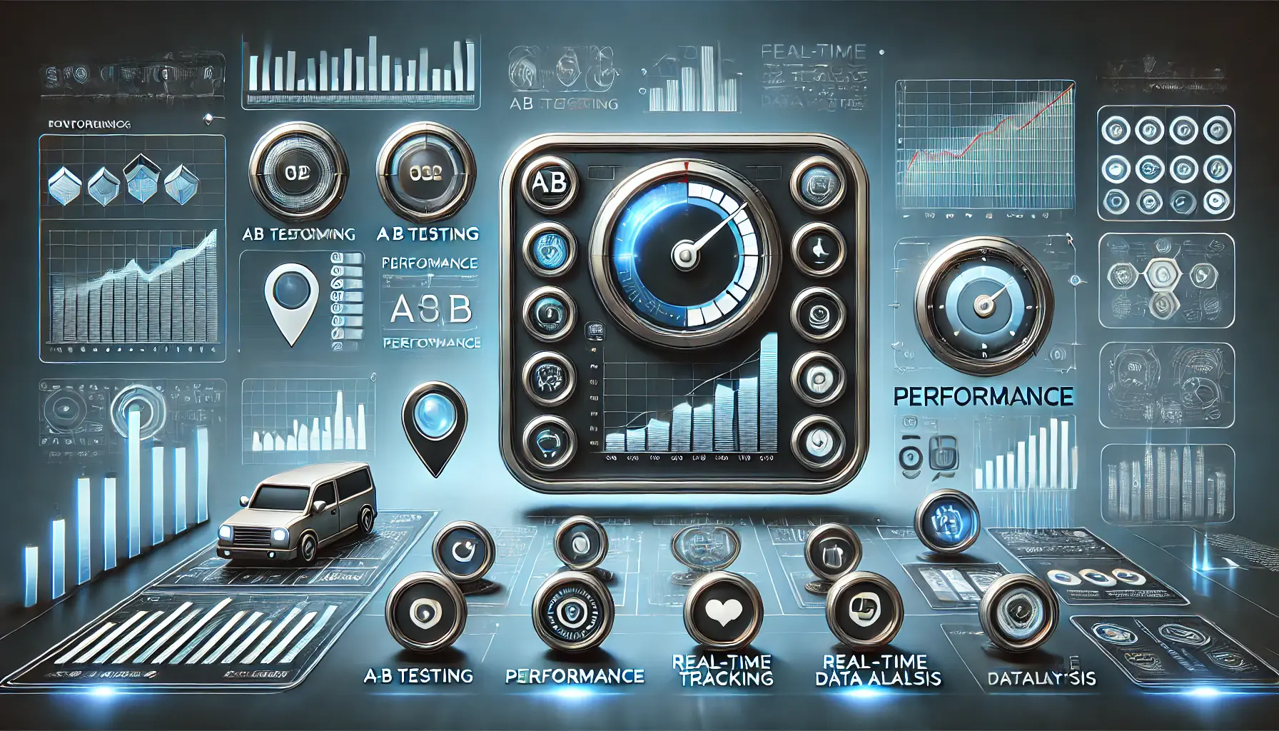 A digital interface showing various monitoring tools like performance graphs, analytics dashboards, and alert systems, symbolizing effective monitoring techniques.