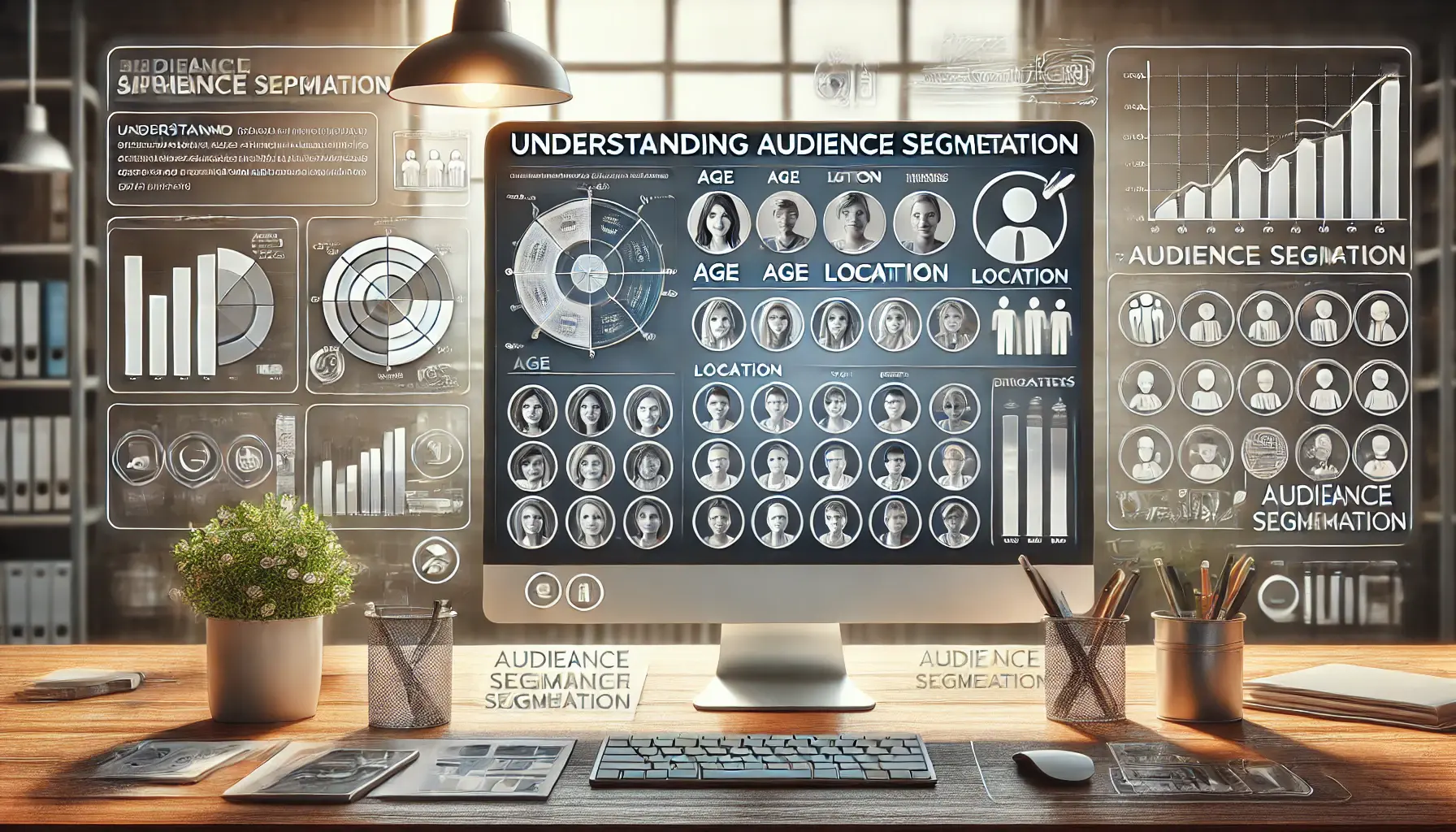 A digital workspace displaying detailed audience segments based on age, location, and interests