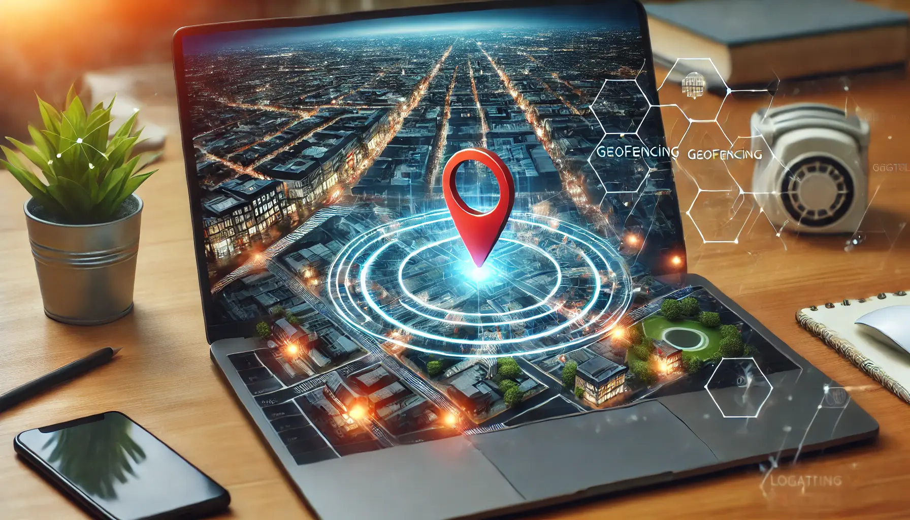 A map showing a digital geofence boundary around a location, illustrating the concept of location-based targeting.