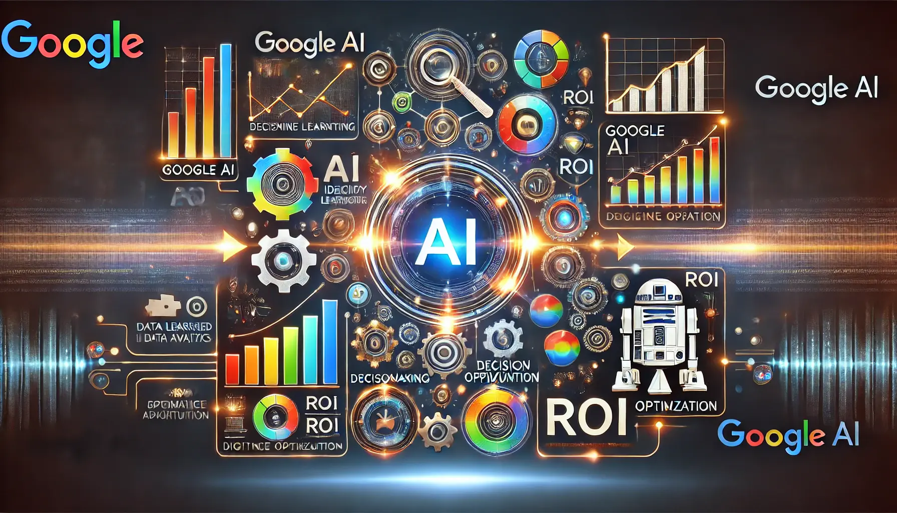 Abstract representation of AI-driven data analysis and ROI optimization in digital advertising.