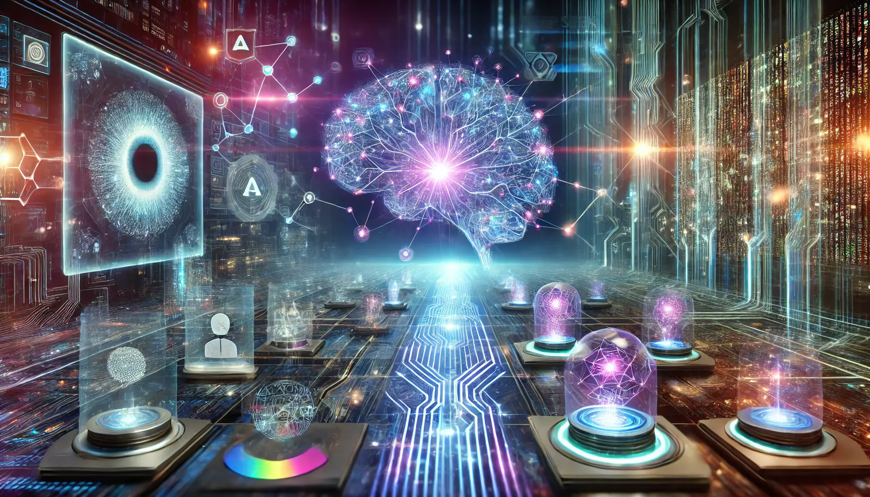 A futuristic depiction of the future of AI with DeepSeek R1, showing an advanced AI model, expanding neural networks, and glowing digital pathways representing AI's evolution.