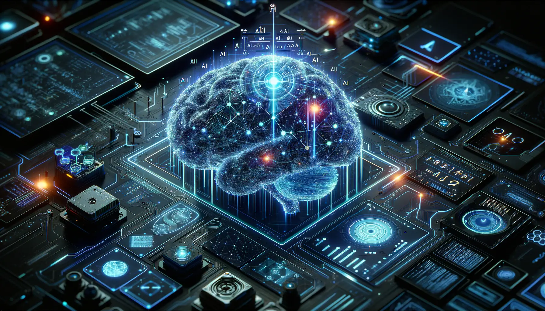 A futuristic AI-powered digital brain with glowing neural connections and algorithmic data flows, symbolizing advanced reasoning capabilities.