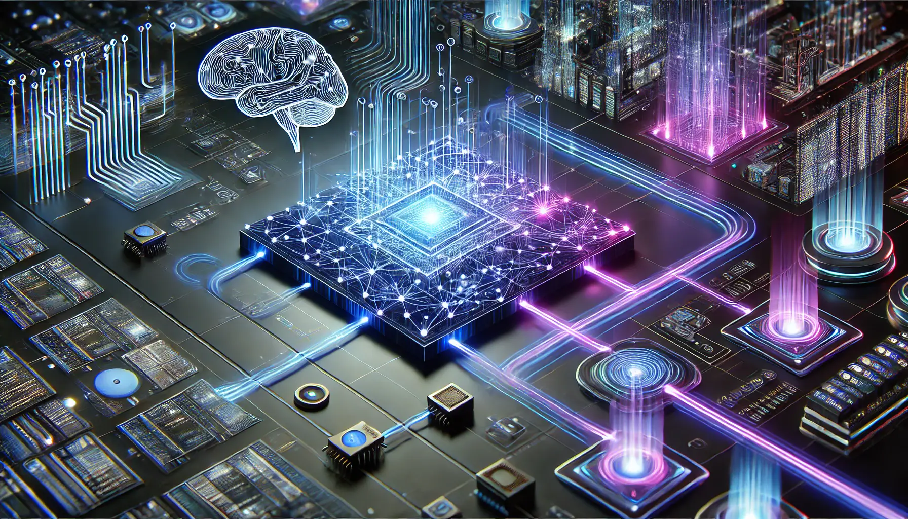 A futuristic AI visualization showing interconnected neural networks and data processing layers representing AI training methodologies.