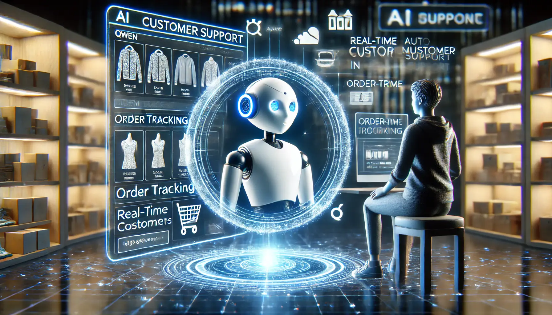 A Qwen-powered AI chatbot providing customer support in an e-commerce environment, with personalized recommendations and order tracking.