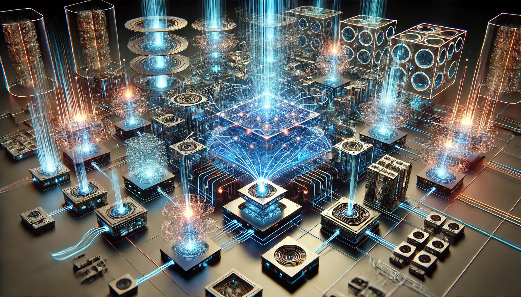 A futuristic neural network architecture visualization showing interconnected layers of self-supervised learning, transformer-based layers, and parallel processing structures.