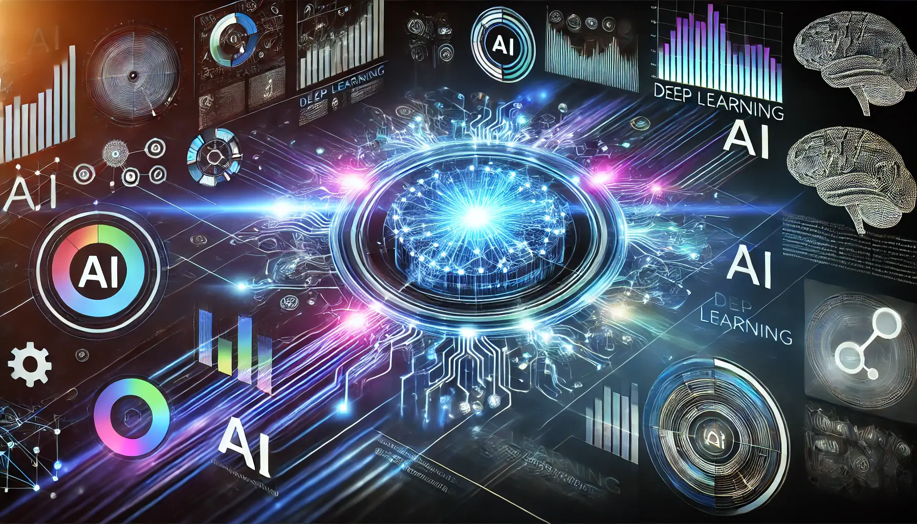 A futuristic AI system with interconnected nodes, holographic data streams, and algorithmic visualizations representing the capabilities of DeepSeek R1.