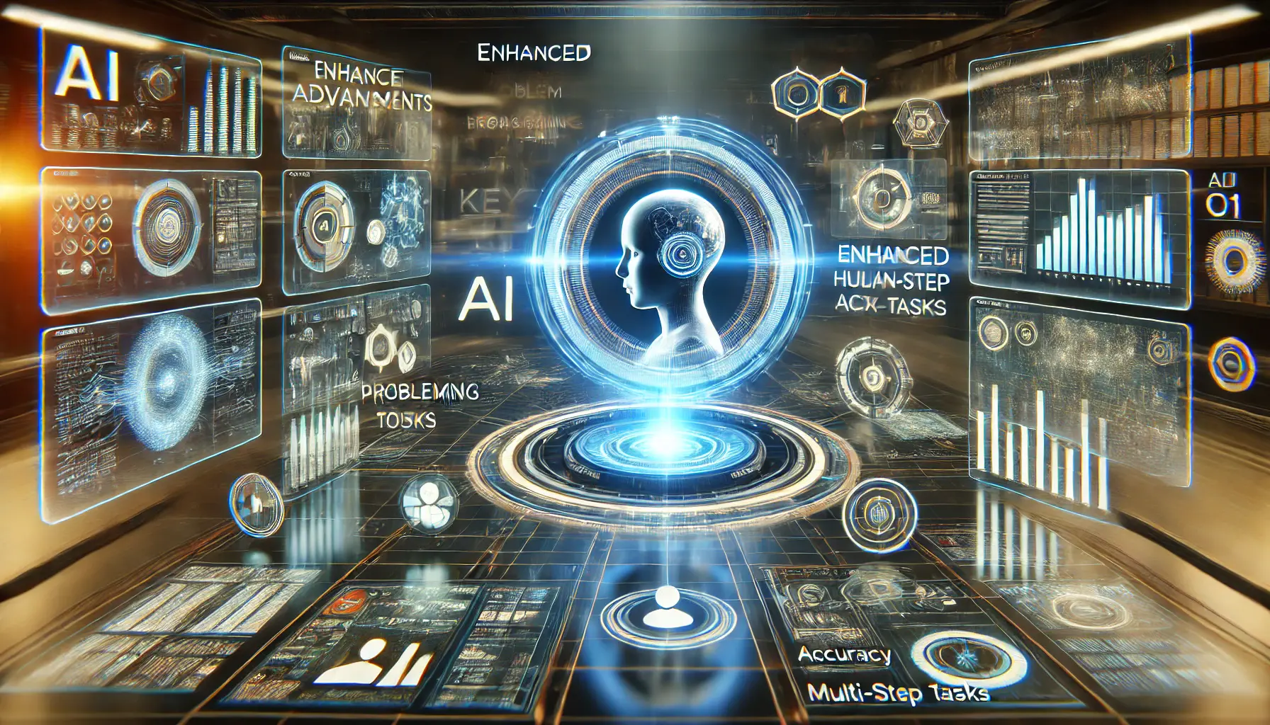 A futuristic visualization of the key advancements made by ChatGPT o1.