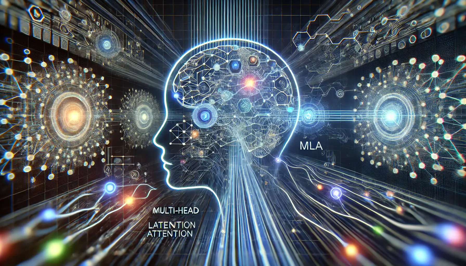 A futuristic AI visualization featuring multiple interconnected neural pathways processing diverse data streams in parallel.