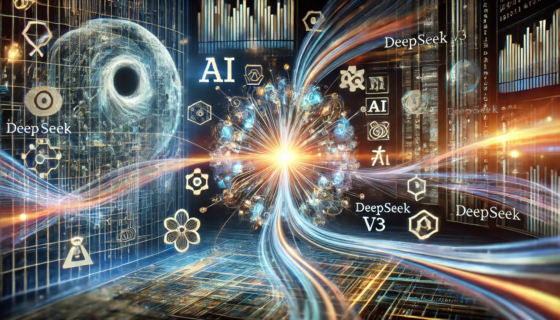 A digital representation of AI performance evaluation across multiple languages, with multilingual text and neural pathways.