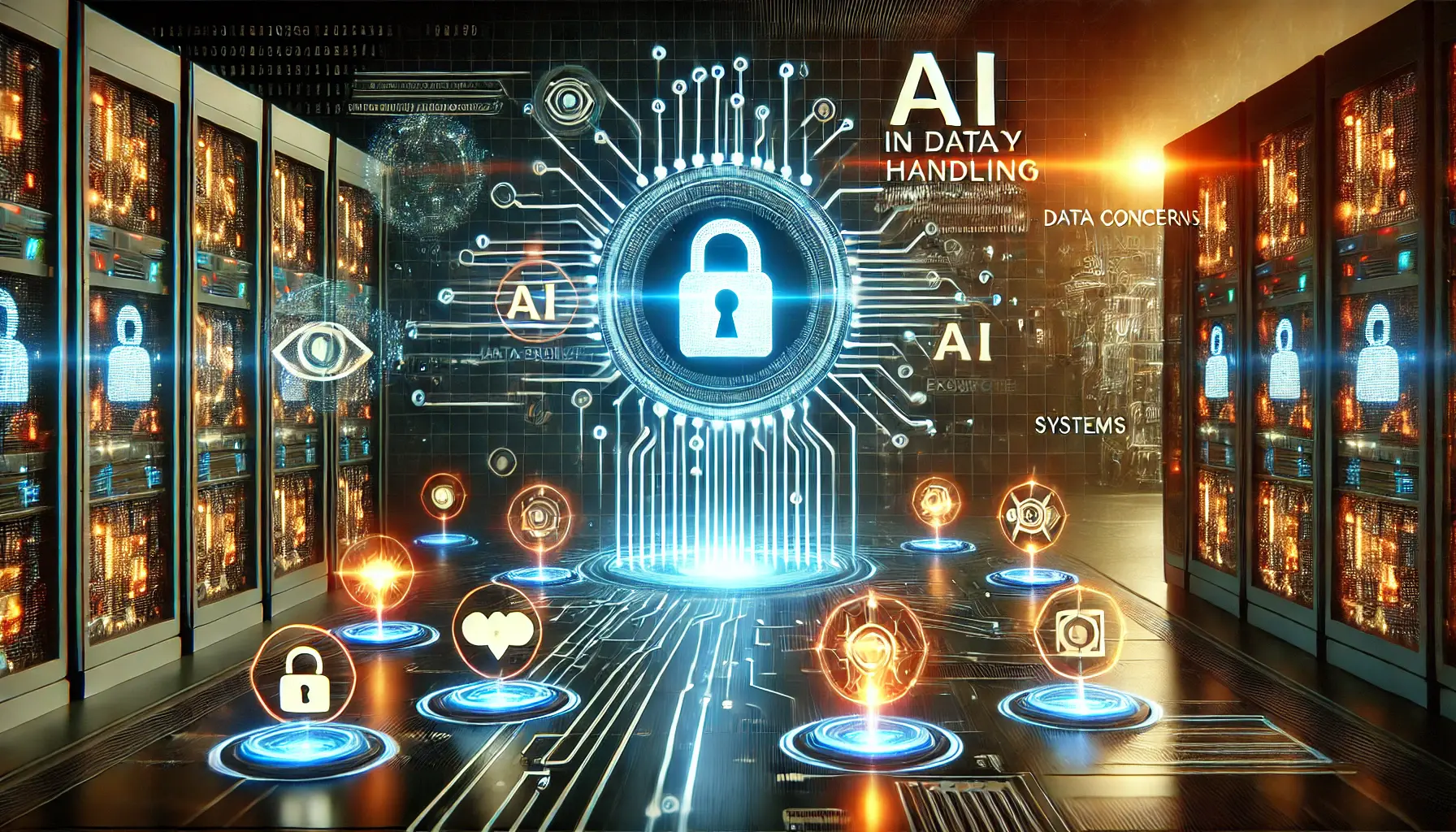 A digital interface showing data streams being intercepted and exposed, symbolizing privacy concerns in AI data handling.