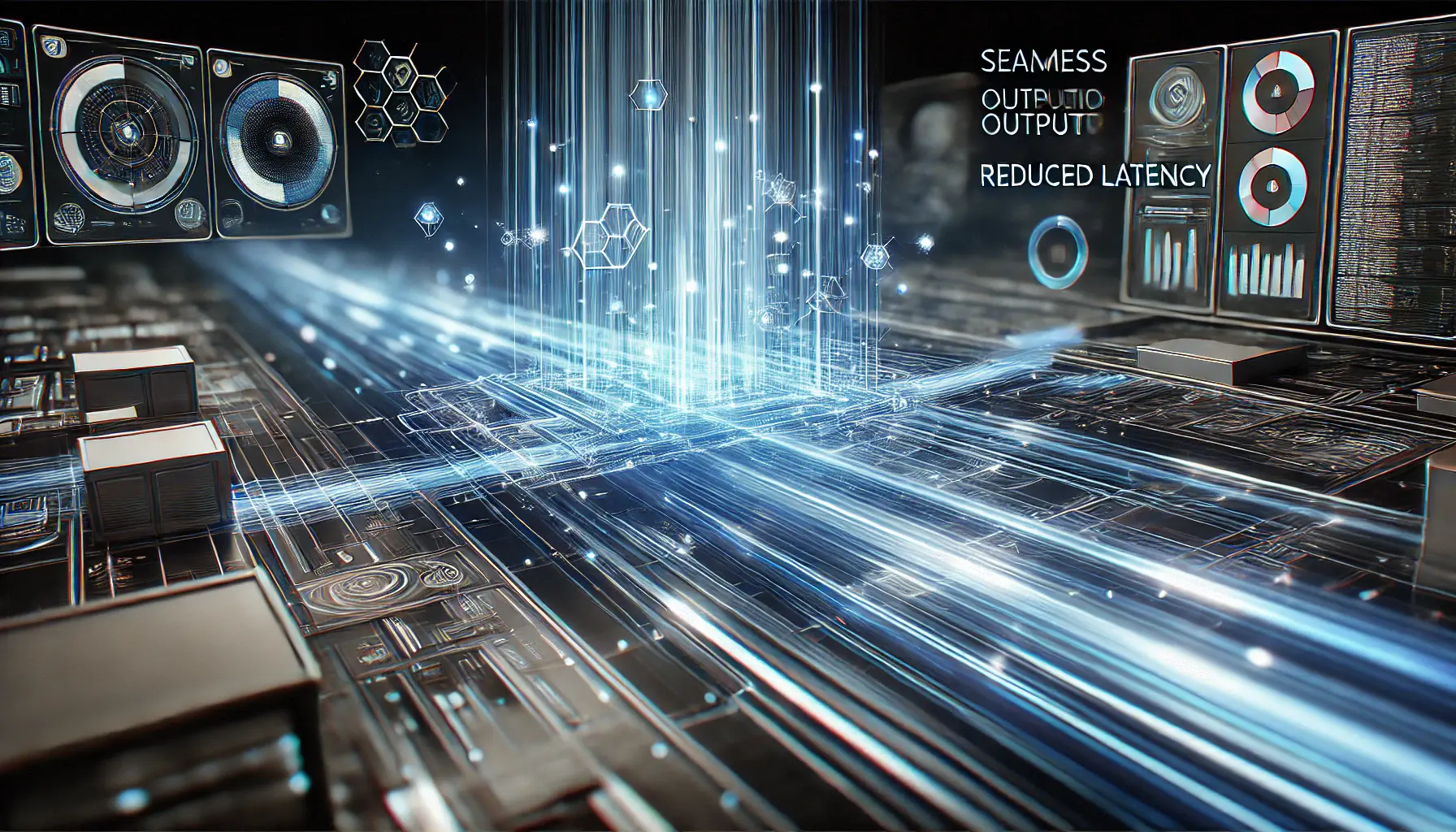 A high-tech digital environment showcasing seamless data flow and fast processing with minimal latency.