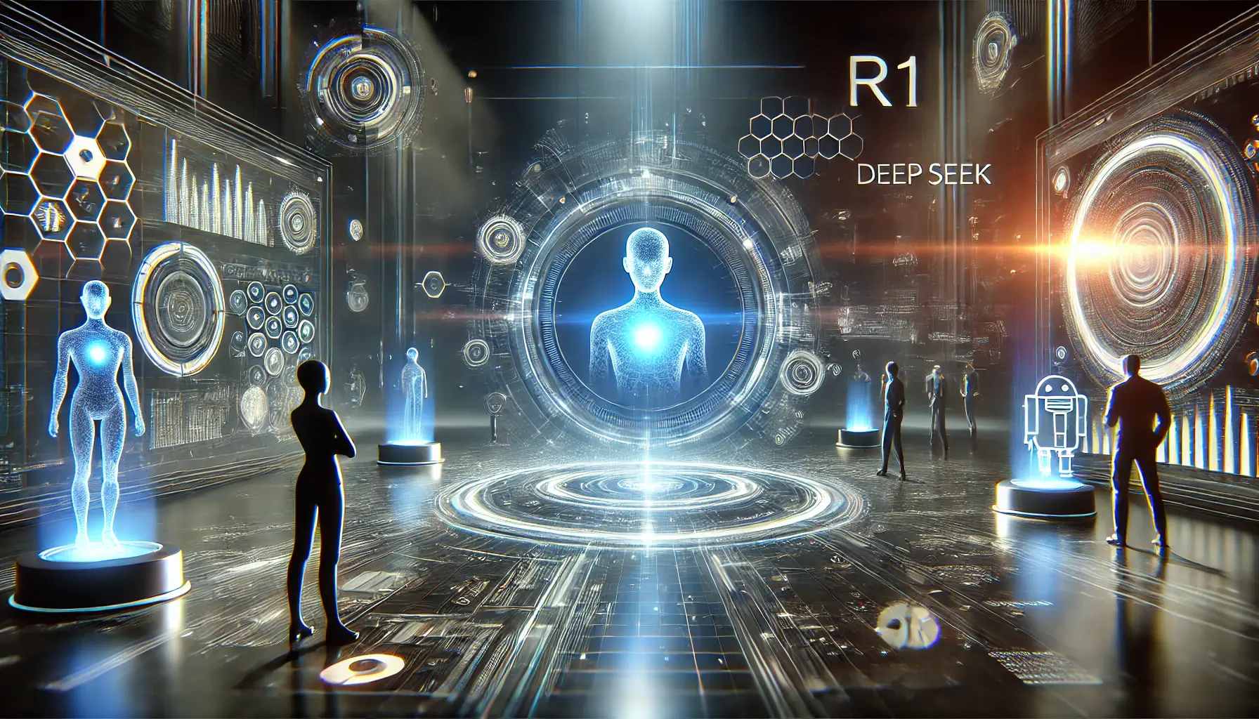 A futuristic user experience powered by DeepSeek R1, showcasing seamless AI-driven interactions.